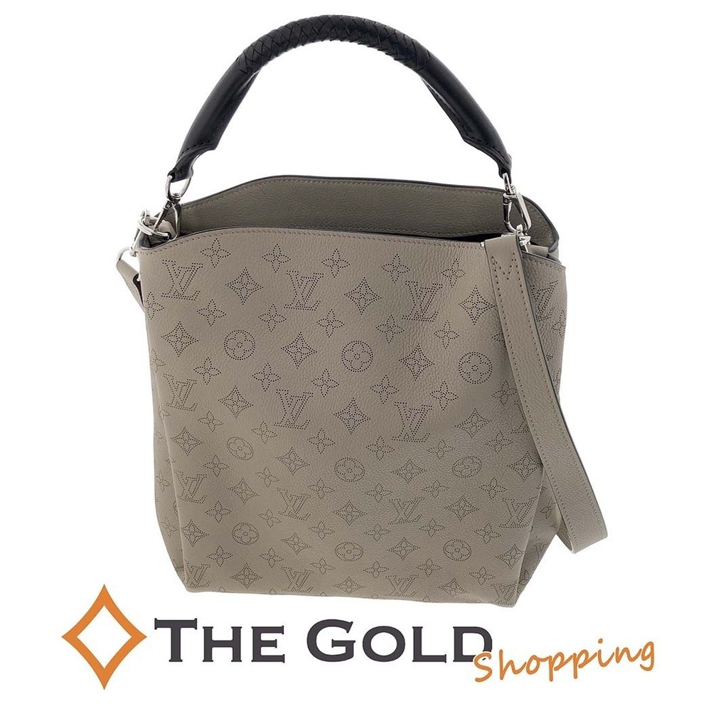 Louis Vuitton Babylon Monogram Mahina Leather Galet Shoulder Tote Bag Brown